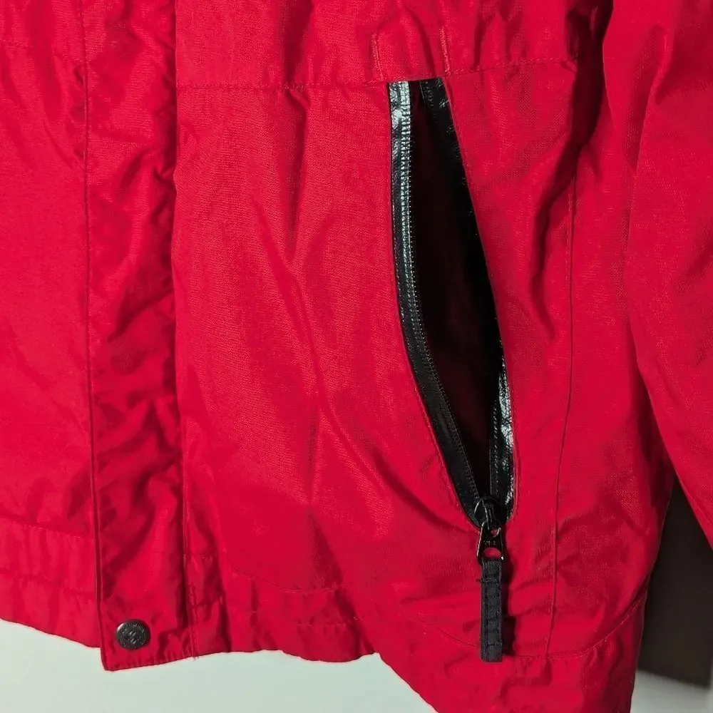 Columbia Sportswear Youth Red Black Waterproof Hoodie Shell Windbreaker Sz 14